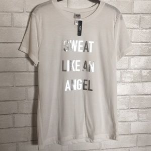 NWT VictoriaSport “SWEAT LIKE AN ANGEL” Foil Shirt